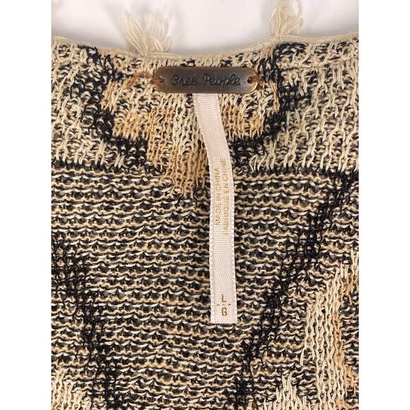 Free People Neutral Wave Pattern Open Knit Cardigan Sweater - Picture 6 of 8